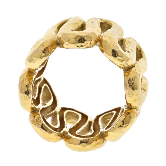 David Webb 18K Yellow Gold Zigzag Hammered Ring - Picture 4 of 4